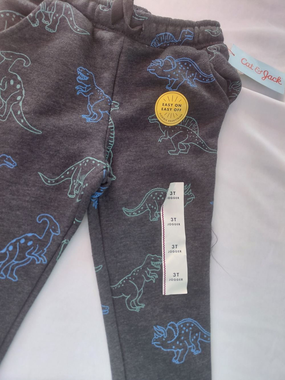 Cat & Jack Gray Jogger Pants with Blue & Mint Dinosaur Prints